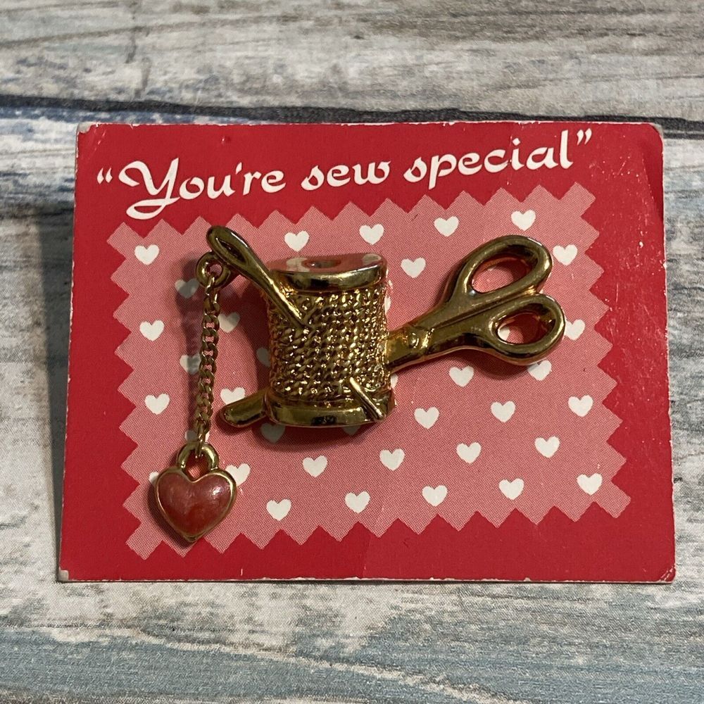 Avon Sewing Thread Needle Scissors brooch "You're sew Special One" Pin‎